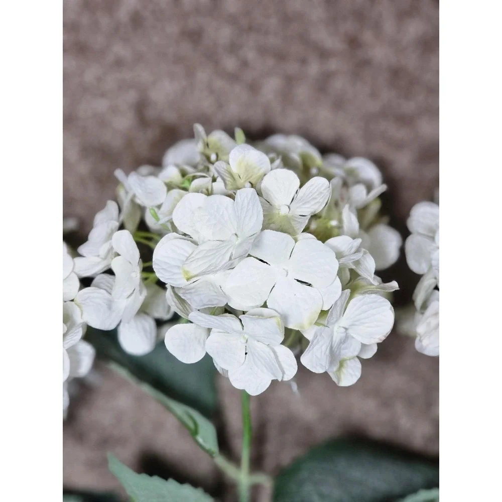 Vintage Artificial Hydrangea Flowers Set of 4 White Floral Stems